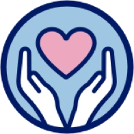 Hands and heart icon