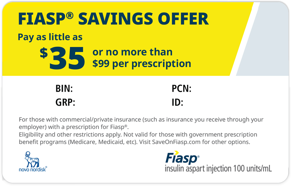 Fiasp® (insulin aspart injection) 100 U/mL savings card